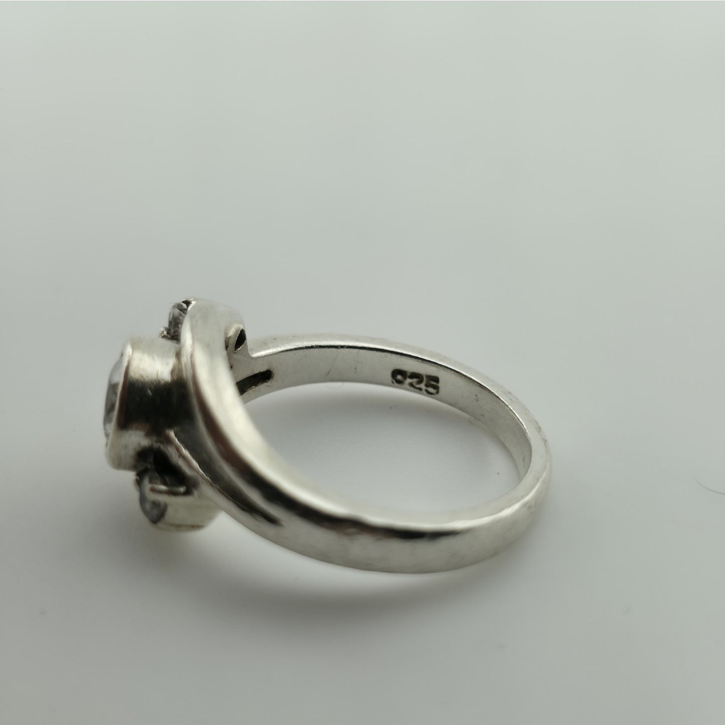 Sterling Silver CZ Ring Size 7 Swirl Design Clear Cubic Zirconia Statement Ring