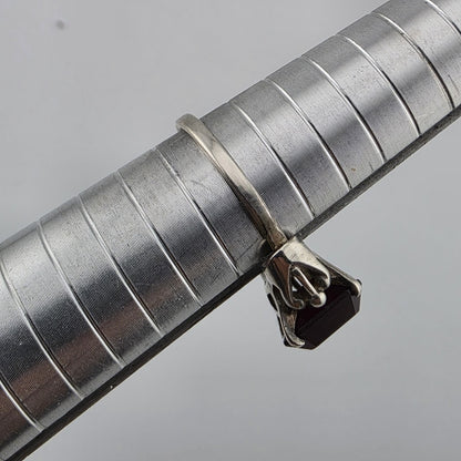 Vintage Sterling Silver Ring SARAH COVENTRY Emerald-Cut Garnet Solitaire 7.75