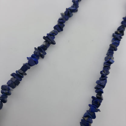 Lapis Lazuli Chip Bead Multi Strand Necklace & Dangle Earrings Set