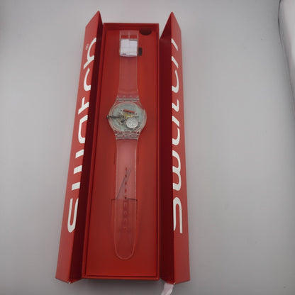 Swatch Vitamine Boost SUOK115 Orange Slice Clear Watch New in Box Swiss