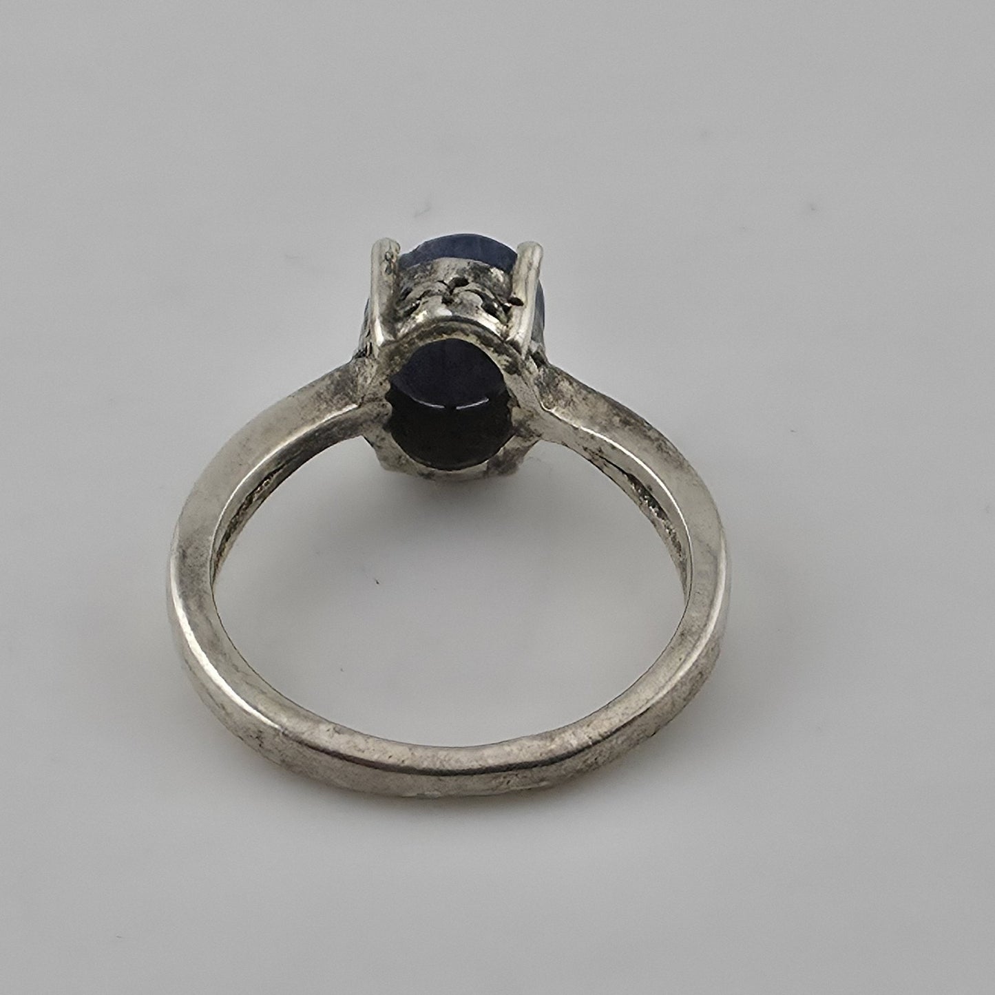 Vintage Sterling Silver Blue Stone Ring Size 6.25 Oval Cabochon Jewelry