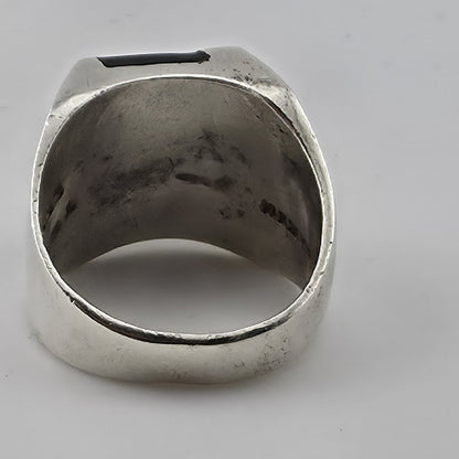 Vintage Mexico 925 Sterling Silver Black Onyx Signet Ring Size 9.5 17.4g Mens