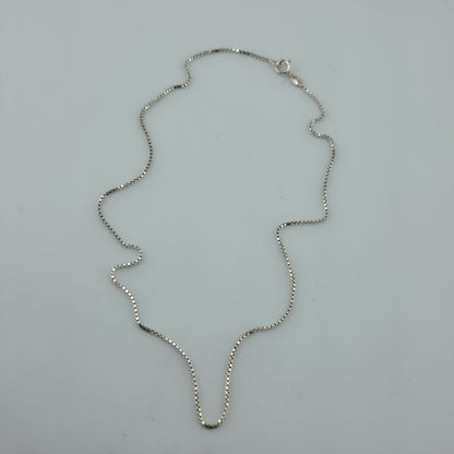 Sterling Silver 925 Italy Box Chain Necklace Approx 16” Dainty Minimalist Chain