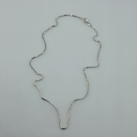 Sterling Silver 925 Italy Box Chain Necklace Approx 16” Dainty Minimalist Chain