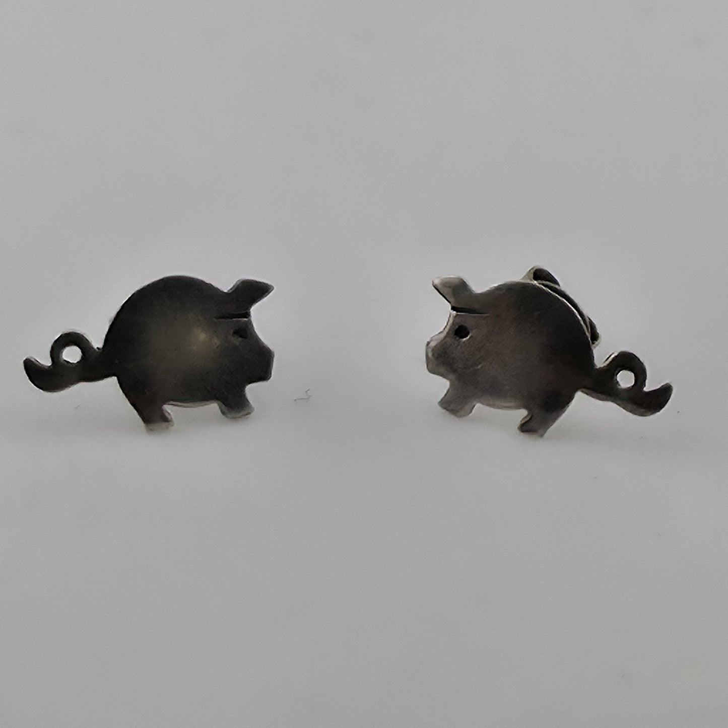 Vintage 925 Sterling Silver Pig Stud Earrings Cute Farm Animal Minimalist Jewelr