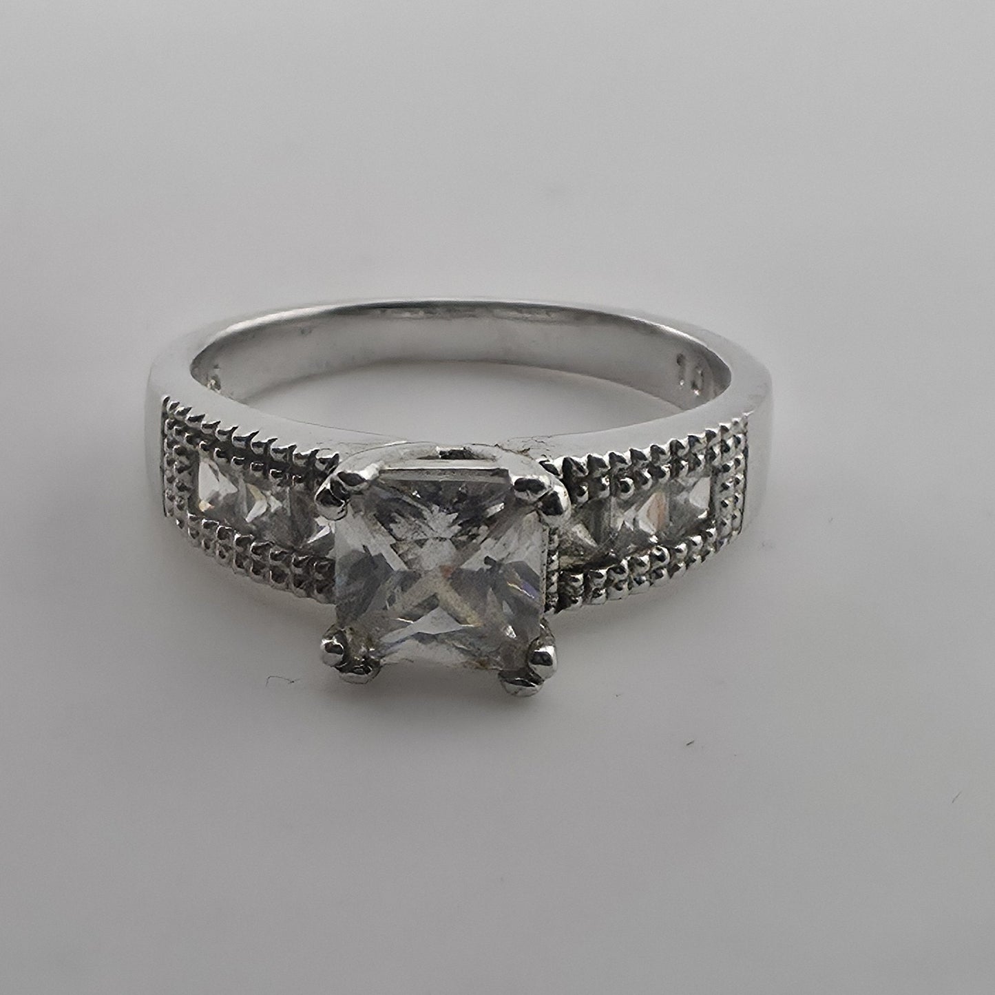 Sterling Silver Princess Cut CZ Ring Size 9.75 Wedding Engagement Jewelry