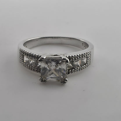 Sterling Silver Princess Cut CZ Ring Size 9.75 Wedding Engagement Jewelry