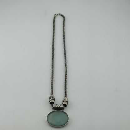 Sterling Silver Necklace 16" Ancient Roman Byzantine Empire Glass Pendant 44.7g