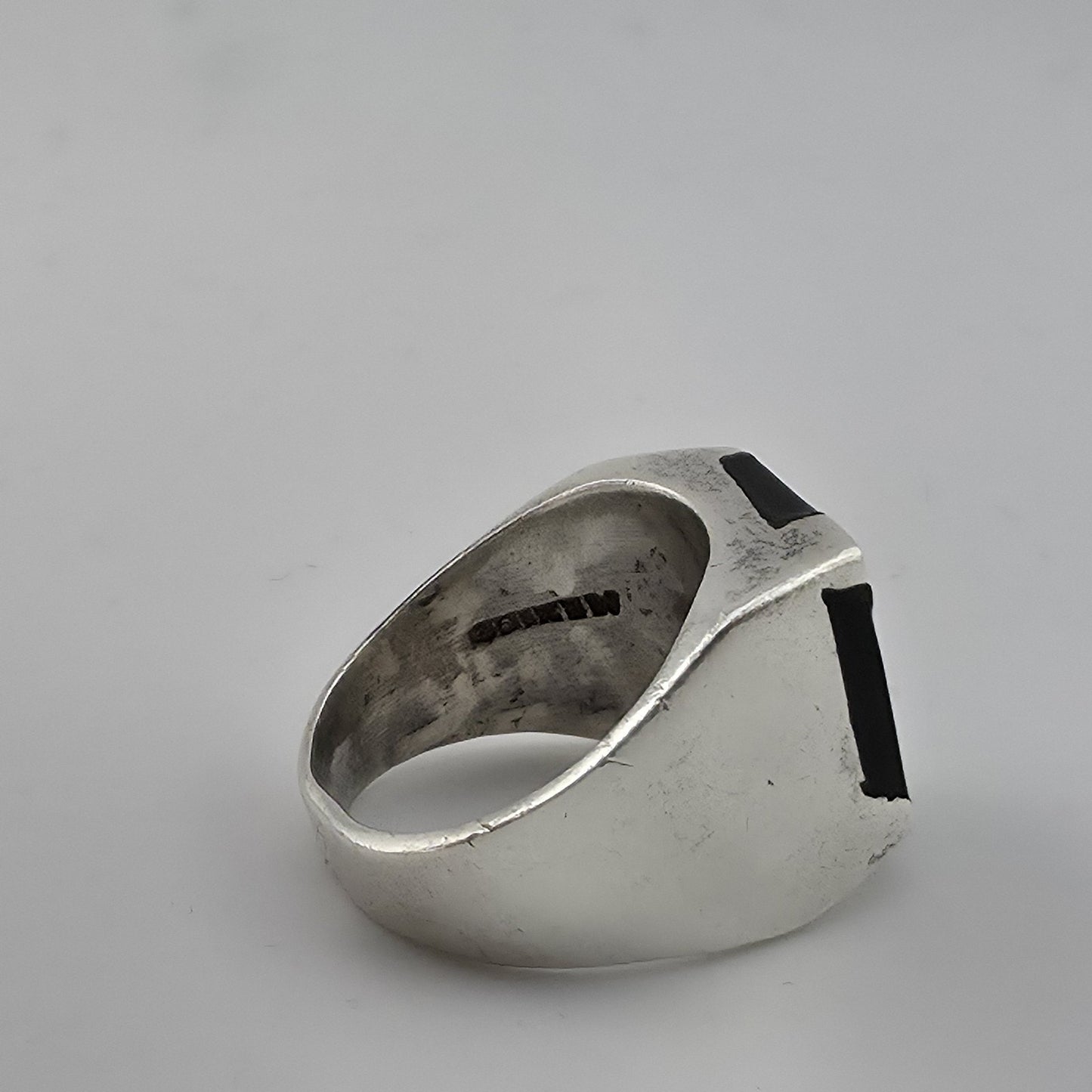 Vintage Mexico 925 Sterling Silver Black Onyx Signet Ring Size 9.5 17.4g Mens