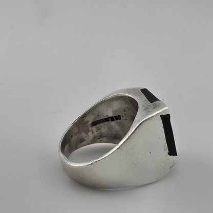 Vintage Mexico 925 Sterling Silver Black Onyx Signet Ring Size 9.5 17.4g Mens