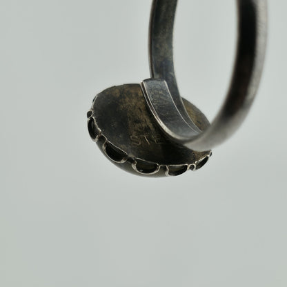 Vintage Sterling Silver Banded Agate Ring Adjustable Size 925 Statement Stone