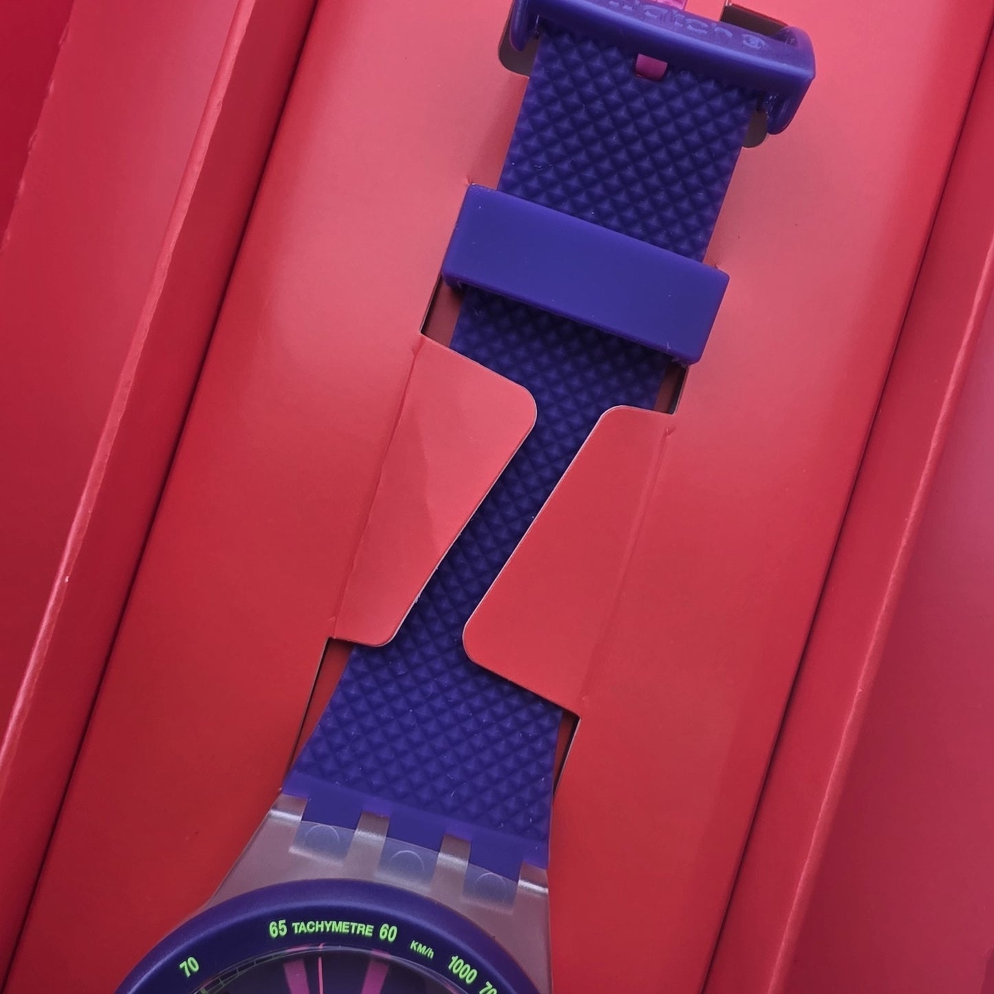 NEW RARE SWATCH SWISS MADE PURP-LOl CHRONOGRAPH WATCH, SUSK400 NEW 42MM Purple