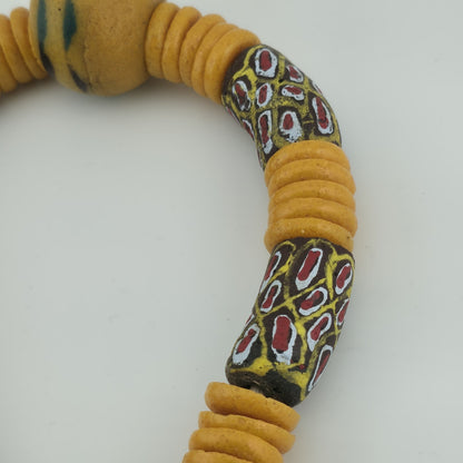 Handmade African Trade Bead & Lampwork Glass Pendant Necklace – 17" Drop Boho