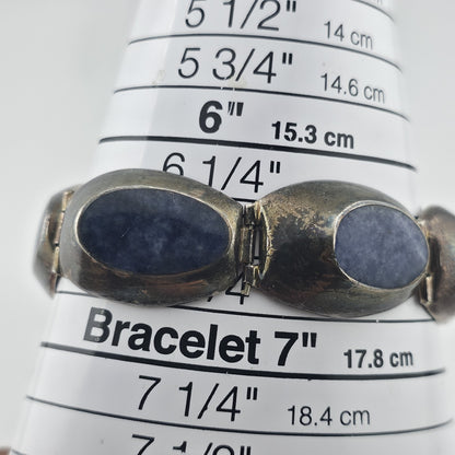 Vintage Taxco Mexico 925 Sterling Silver Blue Sodalite Link Bracelet 6.75 Signed