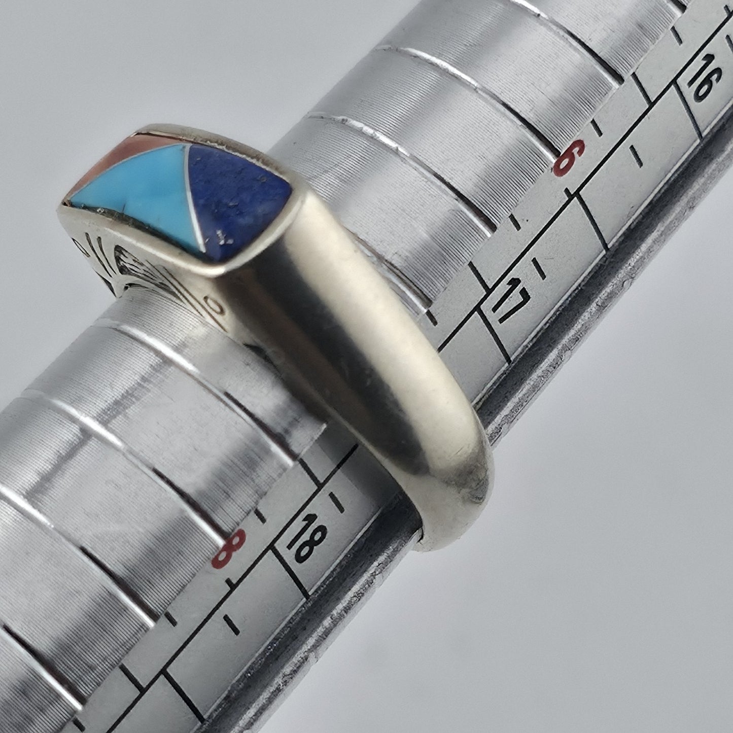 Carolyn Pollack Relios Sterling Silver Inlay Ring Size 7 Lapis Turquoise Coral