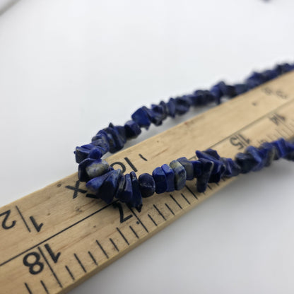 Lapis Lazuli Chip Bead Multi Strand Necklace & Dangle Earrings Set