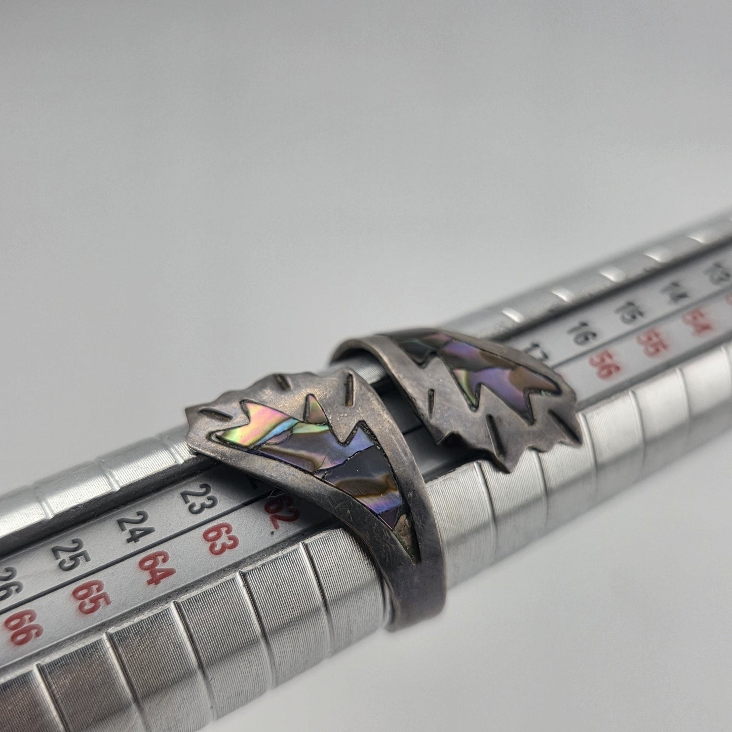 STERLING SILVER Ring ABALONE BYPASS Size 8 - 11 SIGNED APS VINTAGE MEXICAN