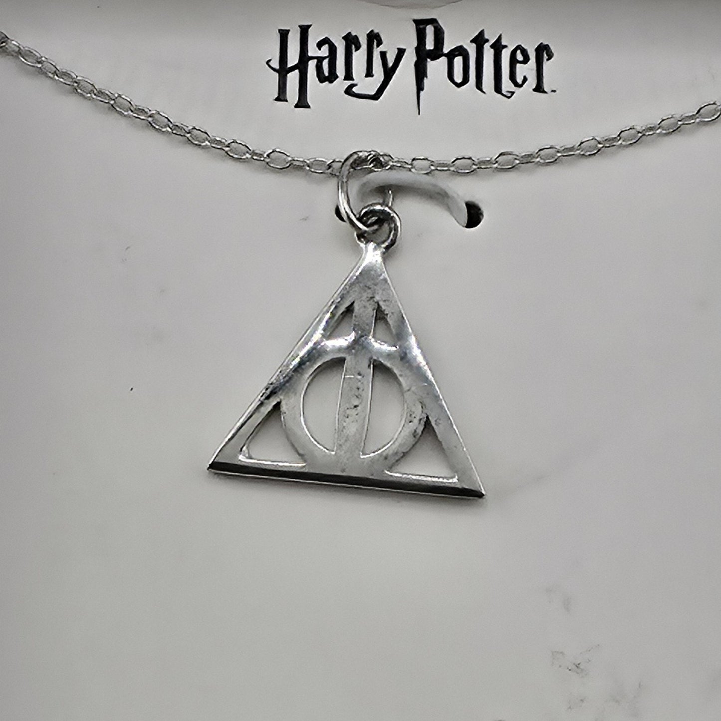 Harry Potter Deathly Hallows Sterling Silver Necklace 16” Chain NEW 925 Jewelry
