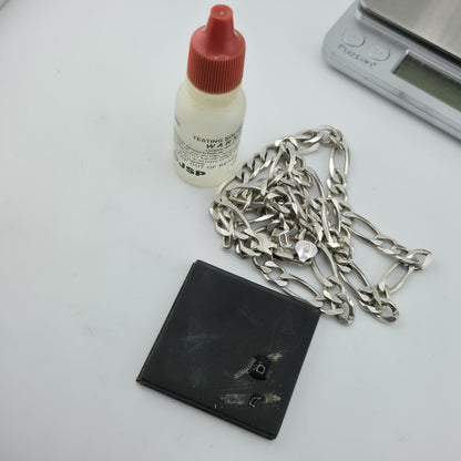 Sterling Silver Figaro Link Chain Necklace 52.9g 26 inches Italy 925 Vintage