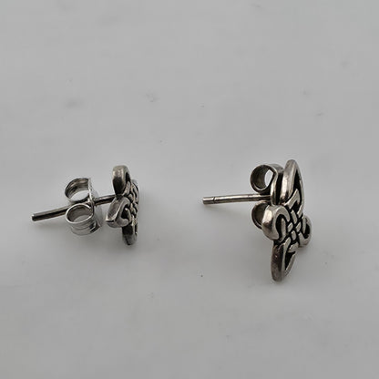 Vintage 925 Sterling Silver Celtic Knot Stud Earrings Irish Openwork PSCO