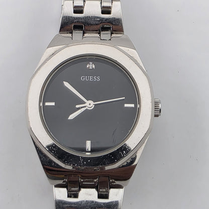 GUESS Women's Stainless Steel Silver Black Dial 27mm Watch U85004L1 6"