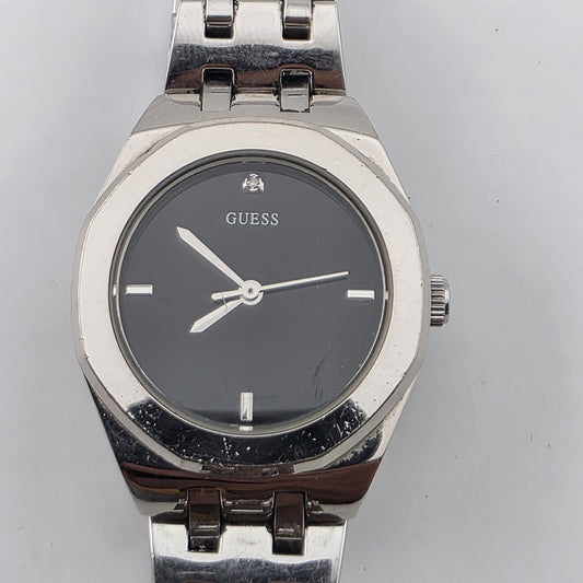 GUESS Women's Stainless Steel Silver Black Dial 27mm Watch U85004L1 6"