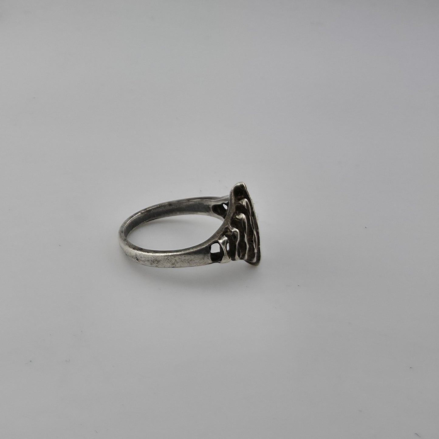 Vintage 925 Sterling Silver Modernist Openwork Ring Size 5.5 Patina