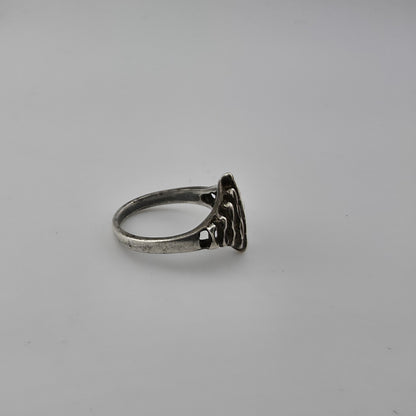 Vintage 925 Sterling Silver Modernist Openwork Ring Size 5.5 Patina