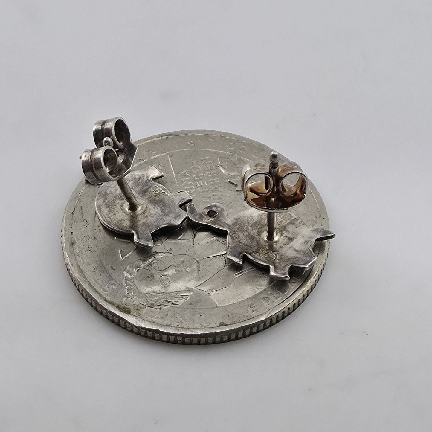 Vintage 925 Sterling Silver Pig Stud Earrings Cute Farm Animal Minimalist Jewelr