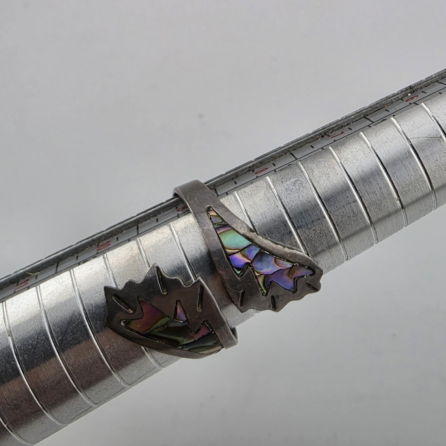 STERLING SILVER Ring ABALONE BYPASS Size 8 - 11 SIGNED APS VINTAGE MEXICAN