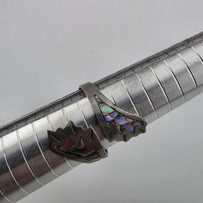 STERLING SILVER Ring ABALONE BYPASS Size 8 - 11 SIGNED APS VINTAGE MEXICAN