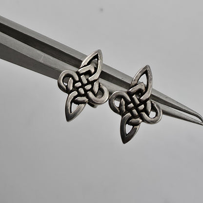 Vintage 925 Sterling Silver Celtic Knot Stud Earrings Irish Openwork PSCO