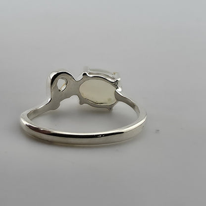 Natural Opal Ring 925 Sterling Silver Unique Gold Accent Size 5.25 Jewelry