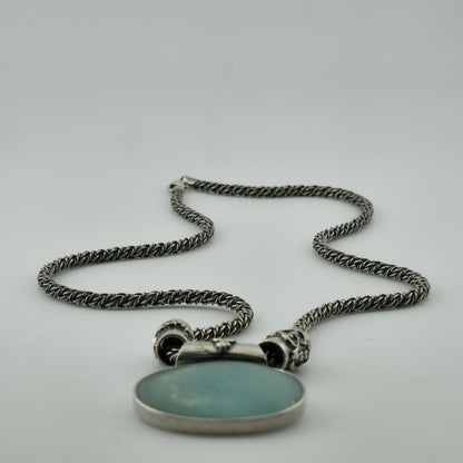 Sterling Silver Necklace 16" Ancient Roman Byzantine Empire Glass Pendant 44.7g