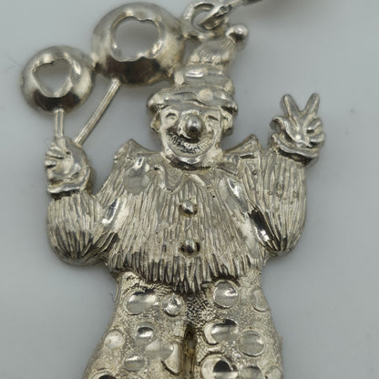 Vintage Sterling Silver 925 Clown Pendant Charm Balloons Jester Circus 4g