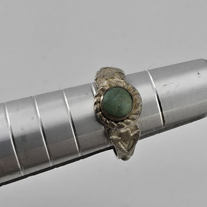 Vintage Mid Century Sterling Silver Turquoise Baby Ring Size 2.75 Petite Pinky