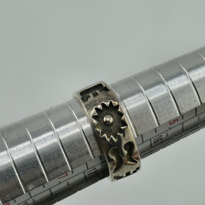 Vintage Sterling Silver 925 Native Style Story Ring Sz 6 Pictogram Band Abstract