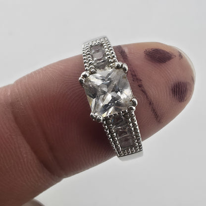 Sterling Silver Princess Cut CZ Ring Size 9.75 Wedding Engagement Jewelry