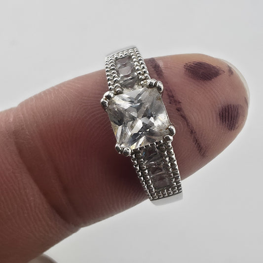 Sterling Silver Princess Cut CZ Ring Size 9.75 Wedding Engagement Jewelry