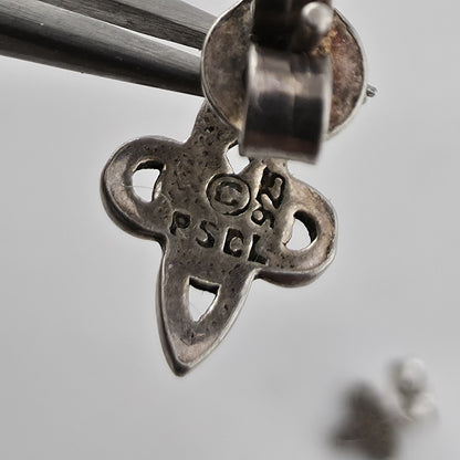 Vintage 925 Sterling Silver Celtic Knot Stud Earrings Irish Openwork PSCO