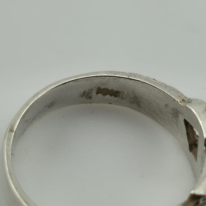 925 Sterling Silver 18K Gold Cuban Link Ring Sz 6.5 Two Tone Chain Band Unisex