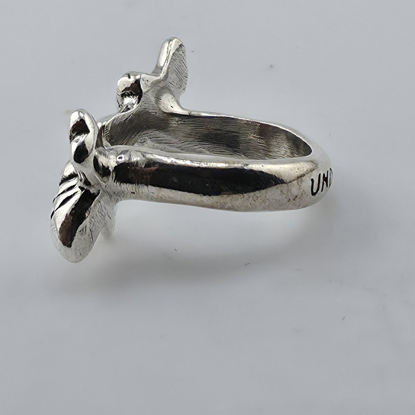 UNOde50 BZZ A BZZ Bee Ring Silver Plated Size 6 Adjustable Spain Handmade