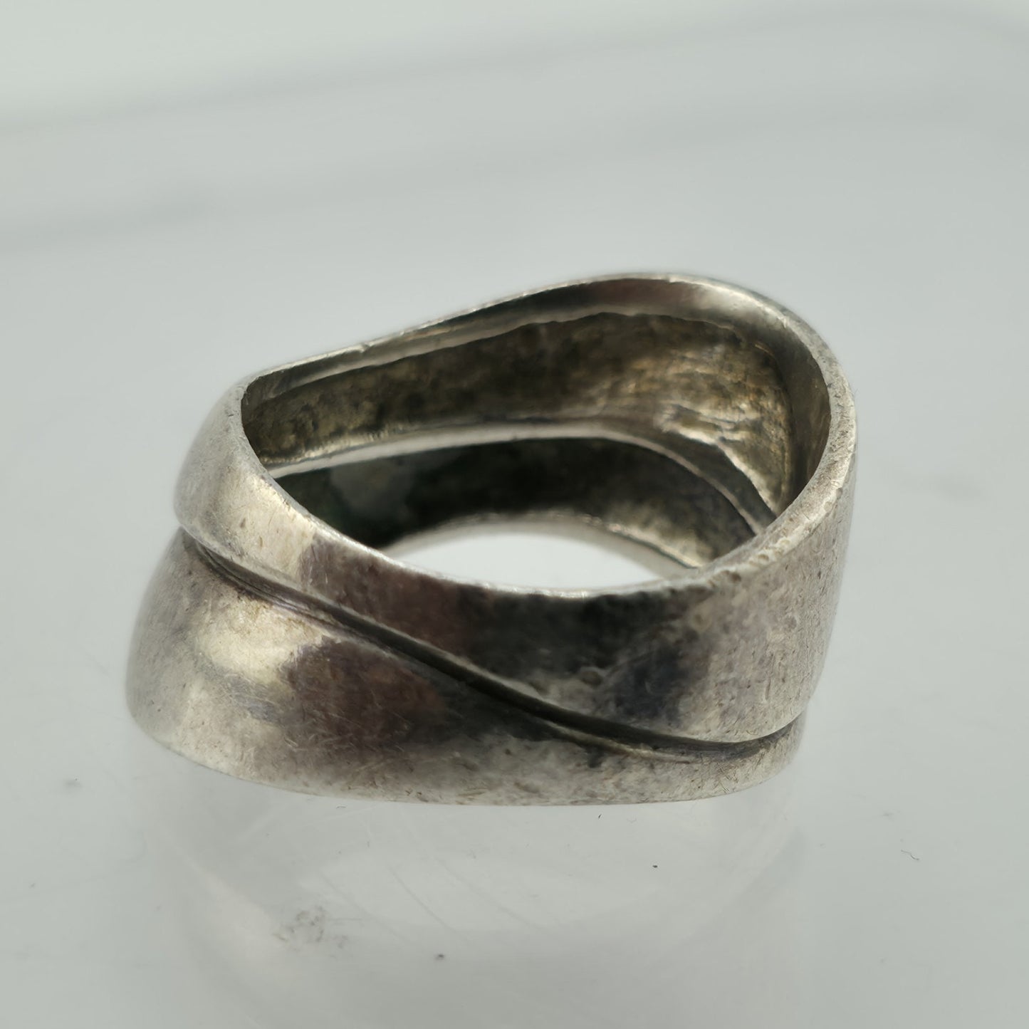 Vintage Sterling Silver Abstract Ring Size 7 Modernist Wide Band 925
