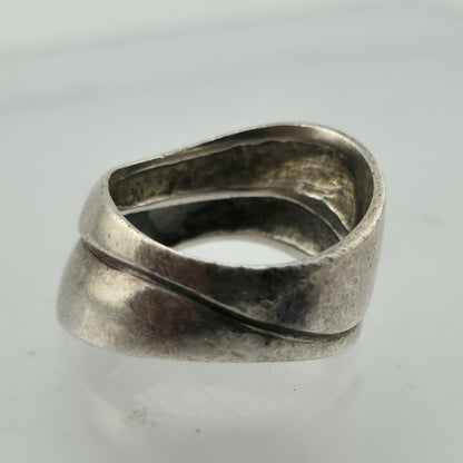 Vintage Sterling Silver Abstract Ring Size 7 Modernist Wide Band 925