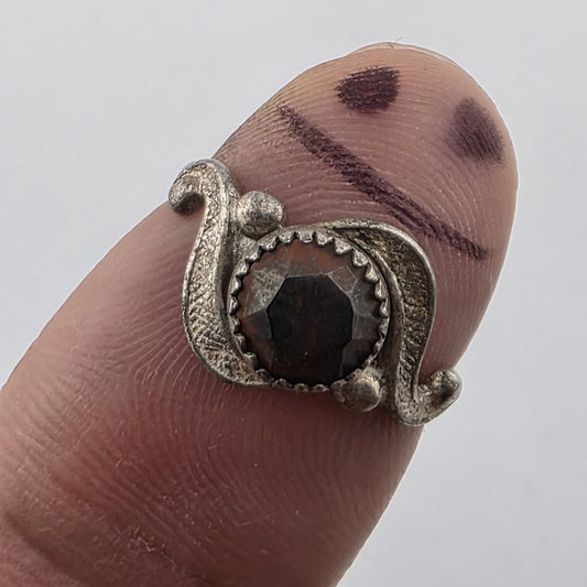 Vintage Bell Trading Post Sterling Silver Black Stone Ring Size 5.5 Mid Century