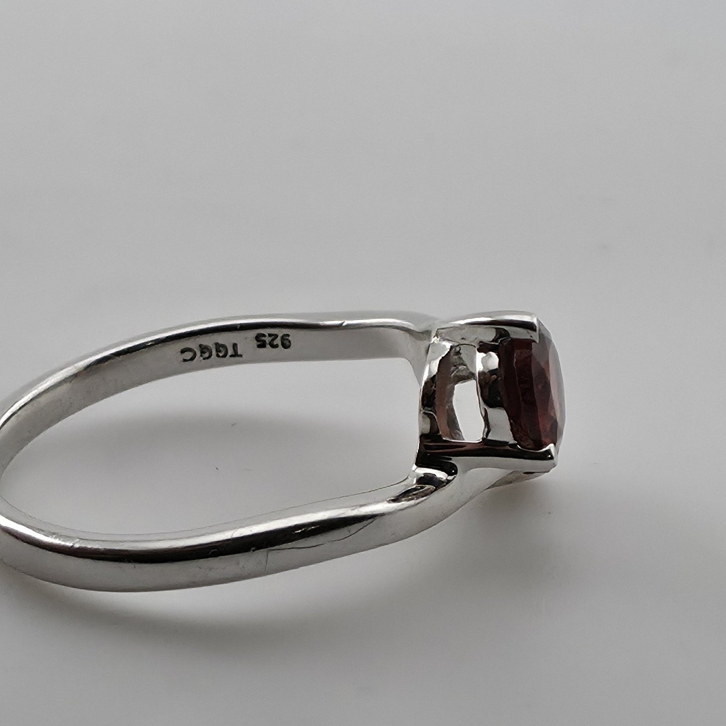 Sterling Silver Garnet Ring Two Stone Bypass Ring Minimalist Gemstone Ring Jewel