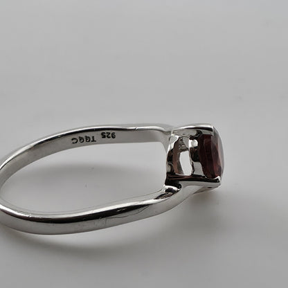 Sterling Silver Garnet Ring Two Stone Bypass Ring Minimalist Gemstone Ring Jewel