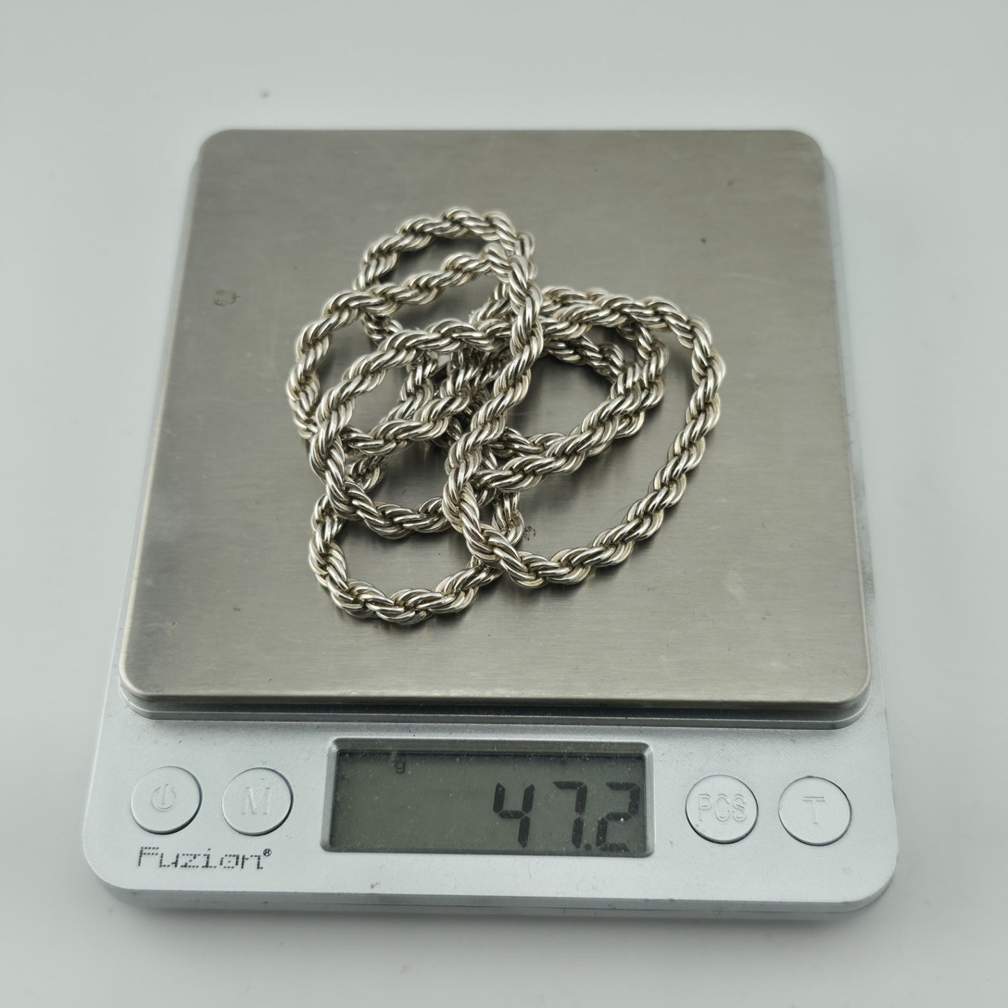 Solid Sterling Silver 925 Rope Chain Necklace 24” 47.2g Heavy Twist Link Italy