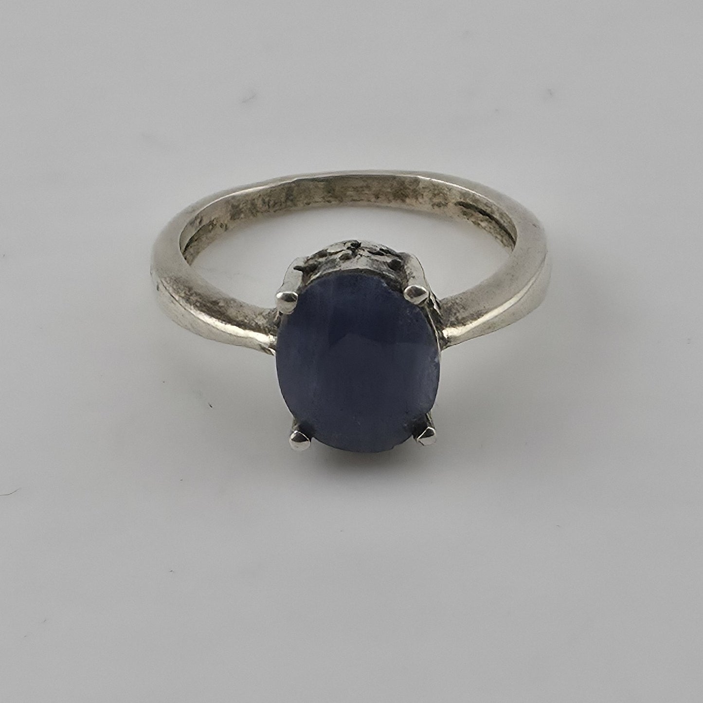 Vintage Sterling Silver Blue Stone Ring Size 6.25 Oval Cabochon Jewelry