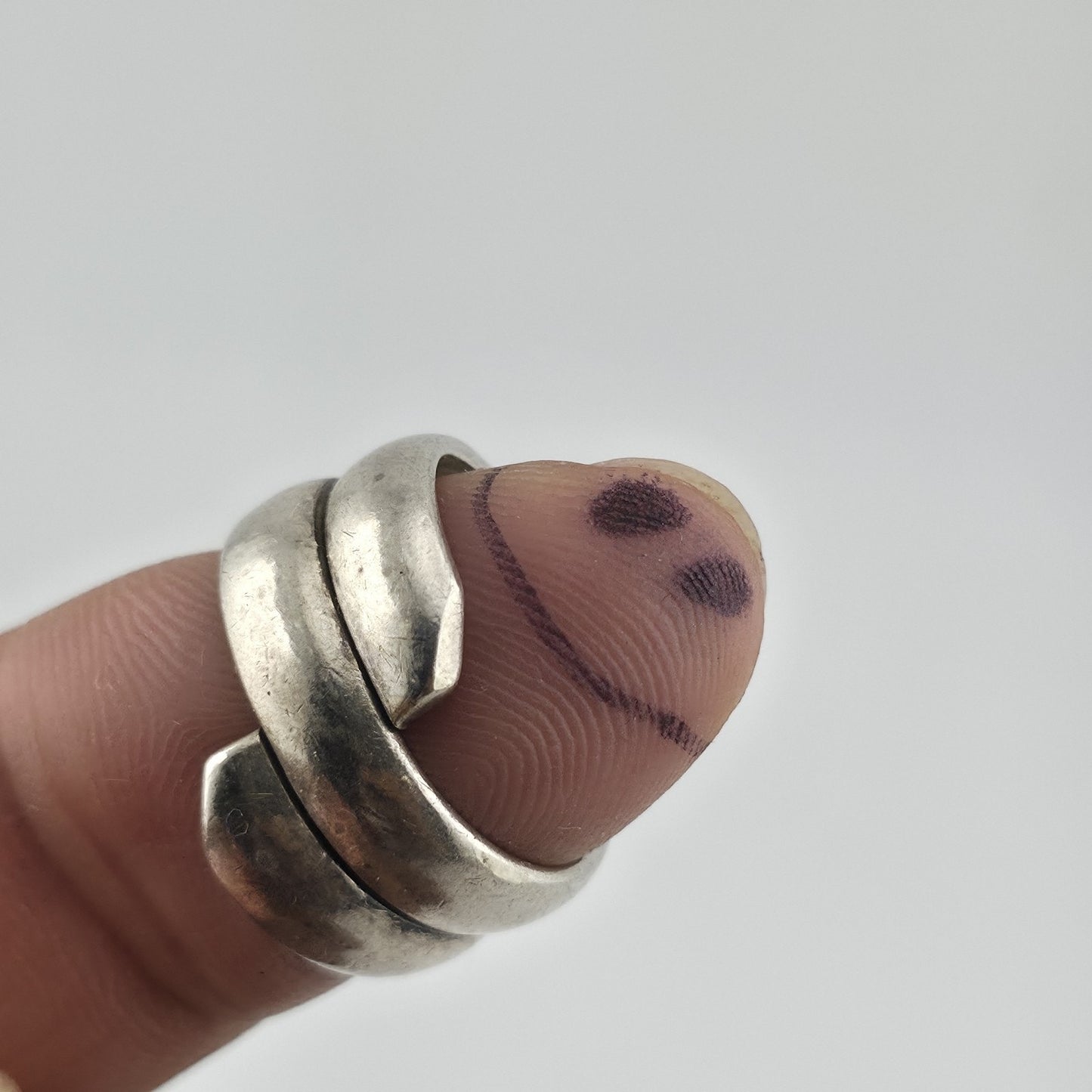 Vintage Mexico 925 Sterling Silver Wrap Ring Size 7 Modernist Coil Band 1m34 Mcm